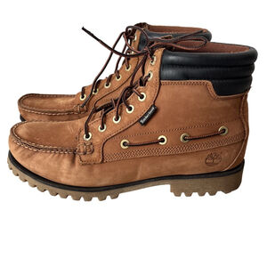 Timberland Men’s Oakwell 7-Eye Moc Toe Boots Brown Nubuck Leather Suede Size 11